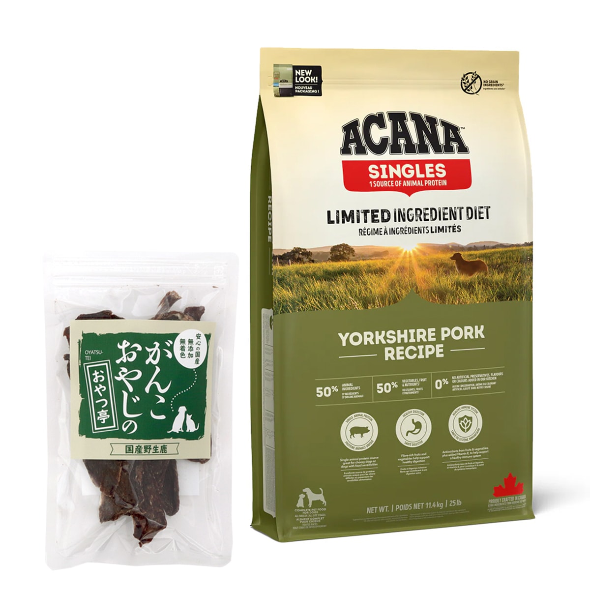 シングル ヨークシャポーク 11.4kg ドッグフード【国産鹿肉ジャーキースモールカット40g付き】