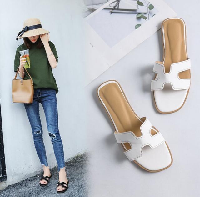 【2点購入で150OFF】【新品開催 】夏新作 サンダル　フラット　靴　H　シューズ　シンプル　スリーパ　気軽く