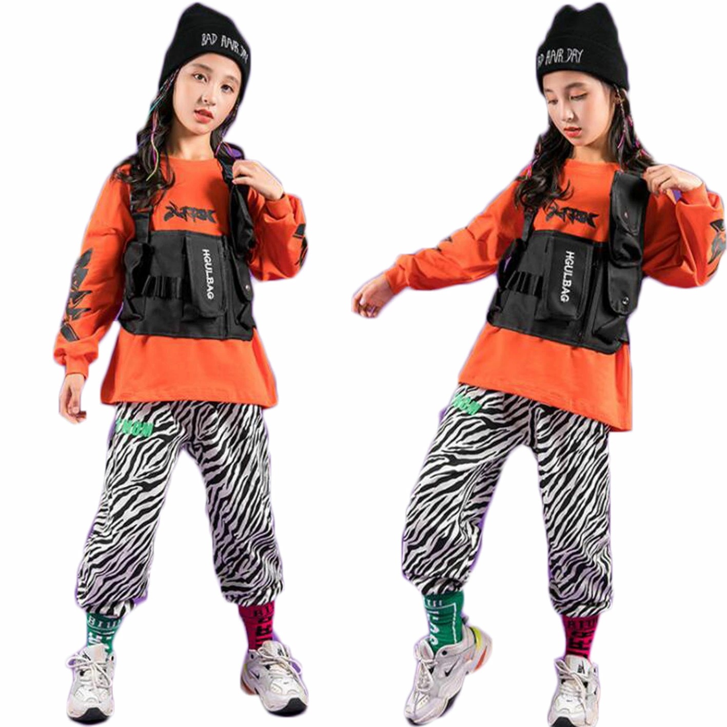 ストリートダンス バンド ヒップホップ風 単品選べる ジャズダンス衣装 長袖パーカー 総柄 HIPHOP オレンジ 練習着 演出服 女の子 舞台衣装 レッスン着 男の子 ステージ衣装 クール風 子供ダ 5,452円