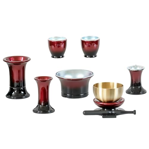 仏具 7点セット 「さざなみ」6具足＋おりんセット 3寸 モダン仏具 仏壇 花立て 香炉 燭台 火立て 仏器 茶器