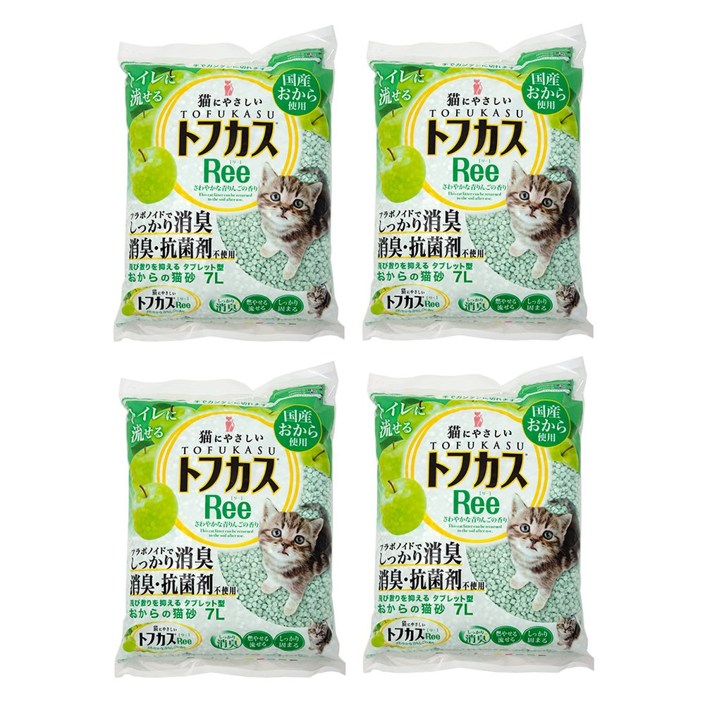 猫砂　お一人様１点限り　トフカスＲｅｅ　トフカスリー　７Ｌ　４袋セット　おから　固まる　燃やせる　流せる　ＣＲＣ30―14―40―20―00