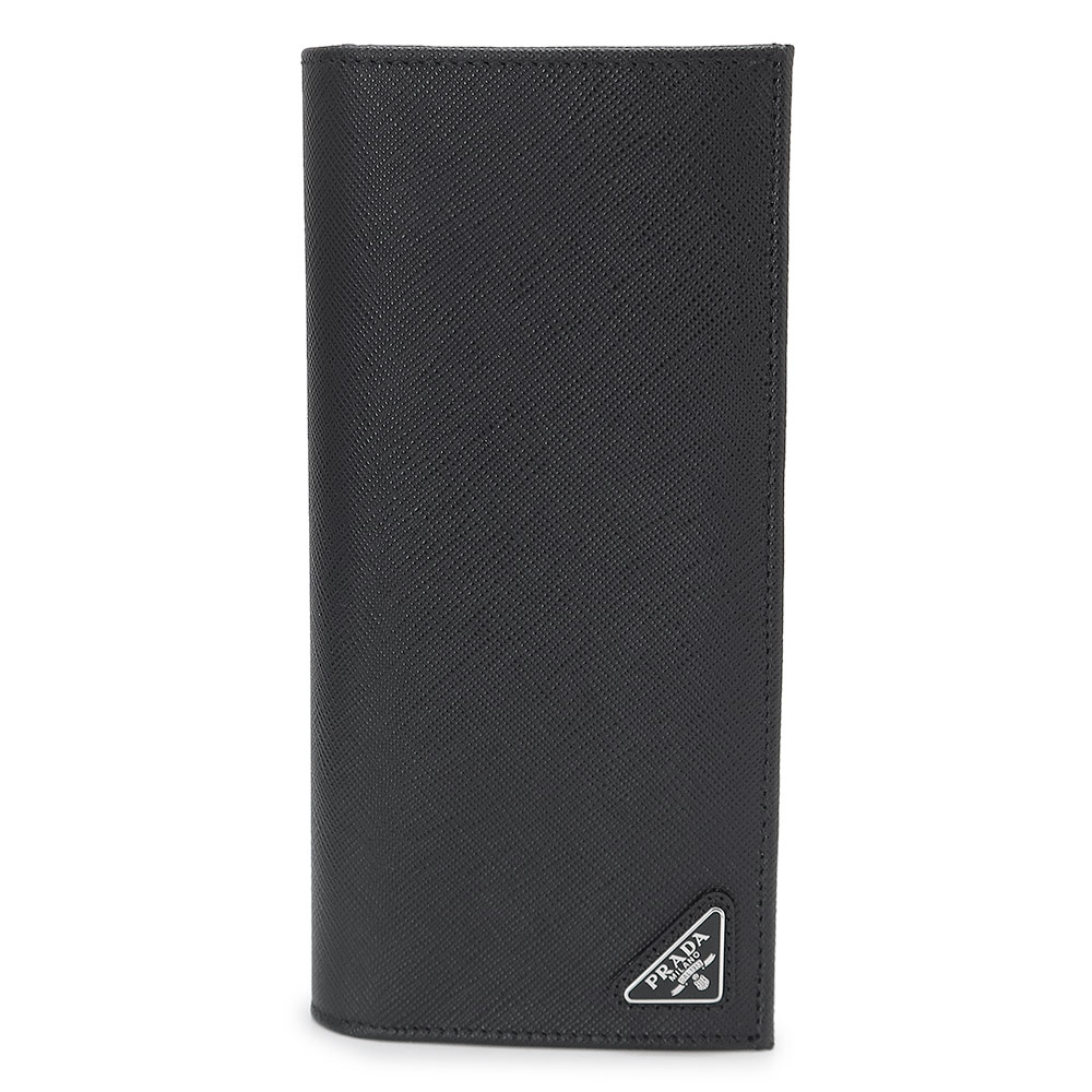 長財布 メンズ サフィアーノ トライアングル 2MV836 QHH F0002 二つ折りフラップ かぶせ蓋 レザー ブラック 黒