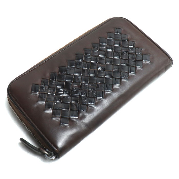 BOTTEGAVENETA ボッテガヴェネタ 長財布 ラウンドファスナー ブラウン メンズ 中古