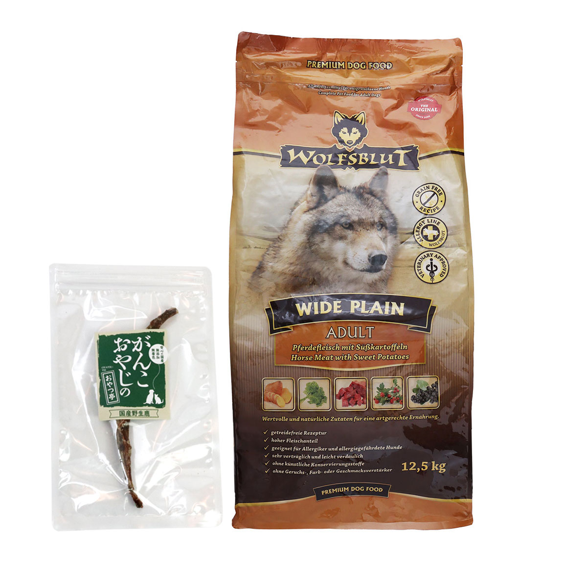 ウルフブラット アダルト ワイド プレーン（ホースとスイートポテト） 12.5kg 【国産鹿のスペアリブ ミドルカット 1本入り】