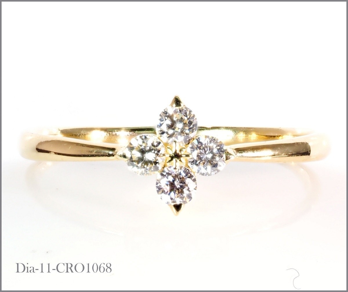 厳選 天然 ダイヤモンド リング 指輪 希少 極美 0.18ct K18YG 18金製品 74指輪