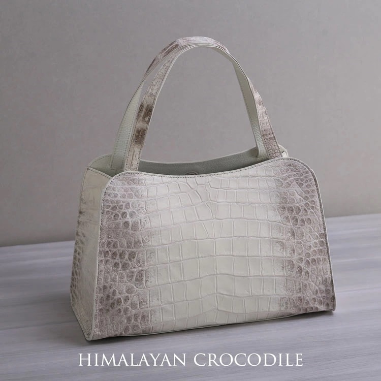 ヒマラヤ クロコダイル ハンドバッグ レディース センター取り 2way ショルダーバッグ 軽量 軽い 肩掛け 自立 大きめ 通勤 オフィス ビジネスバッグ 鰐革 保証書 付き 4FA(0600190