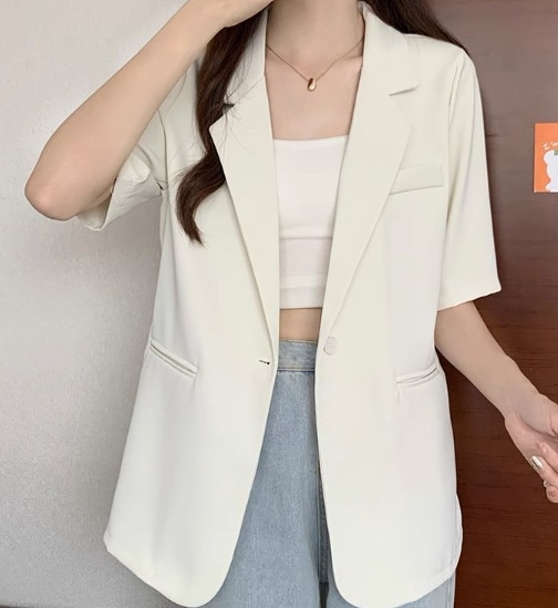 夏服 tシャツ 半袖 レディース トップス夏用新作スーツジャケット 韓国ファッションブラウス