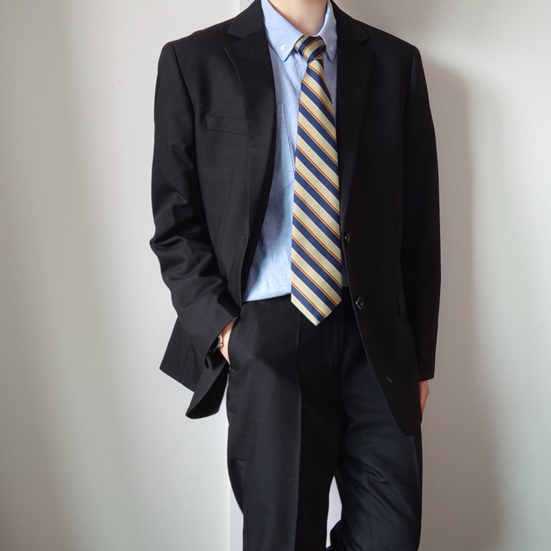 浅見川DKスーツ二粒ボタン制服学院風黒英国式男子学生卒業面接スーツ百合秋