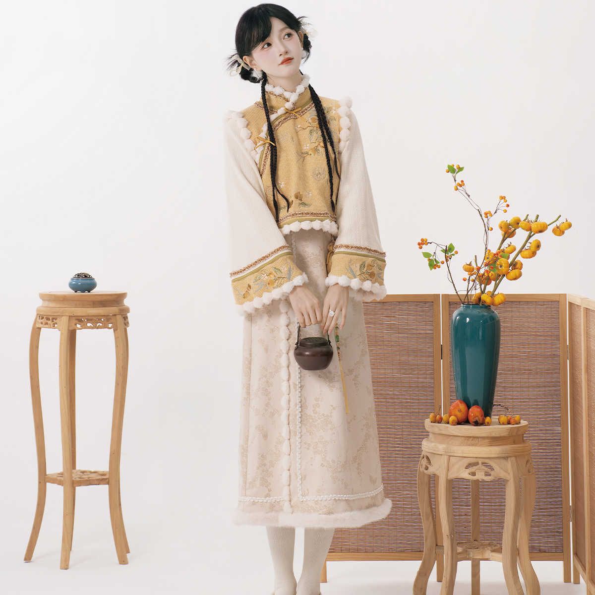 二点セット 新しい改善されたトップ共和国スタイルのスカート2ピースセット