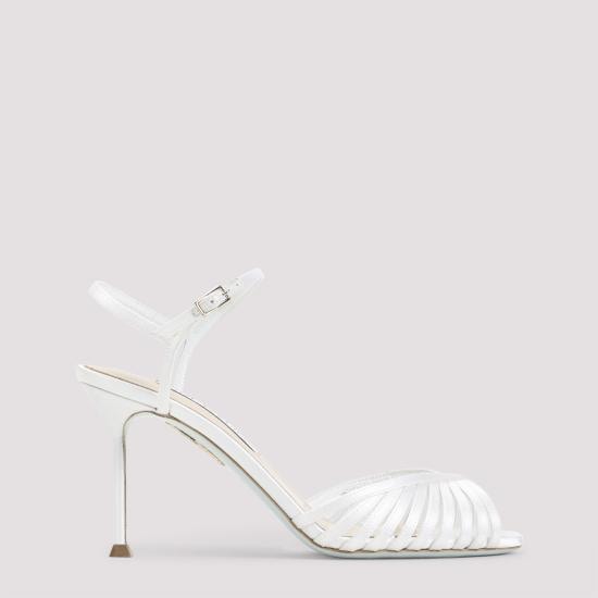 AQUAZZURA Women Sandals HDMMIDBR SAT FFF WHITE