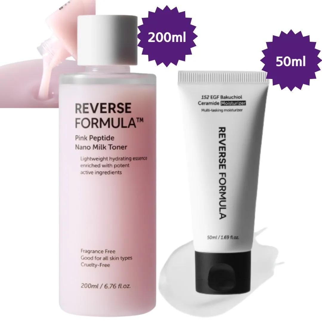 【正規品/SNS大人気/企画セット】リバース·フォーミュラ ピンクペプチドナノミルクトナー200ml+152 EGF バクチオール セラミド バリアクリーム50ml/鎮静/弾力/速保湿 天才/早い肌