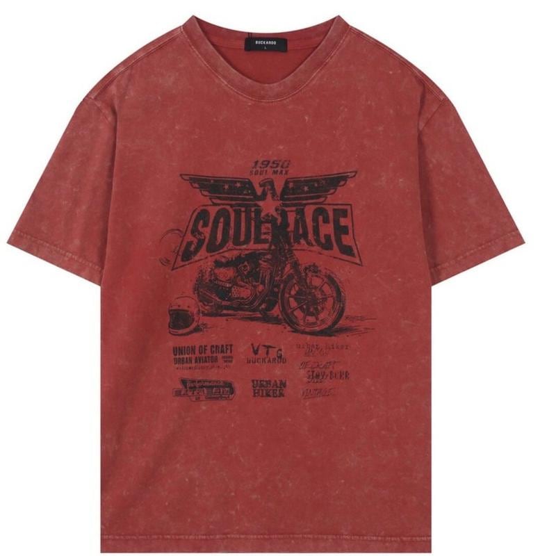男性20番手ヴィンテージクラックアート半袖Tシャツ36_US