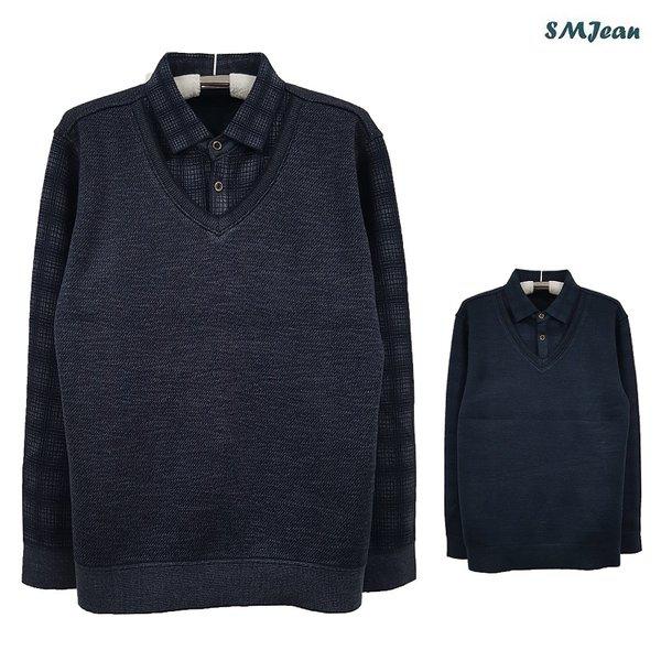 SMJ1212 ザンピエル 二重襟起毛Tシャツ 男性カラーTシャツ 中年男性 冬Tシャツ