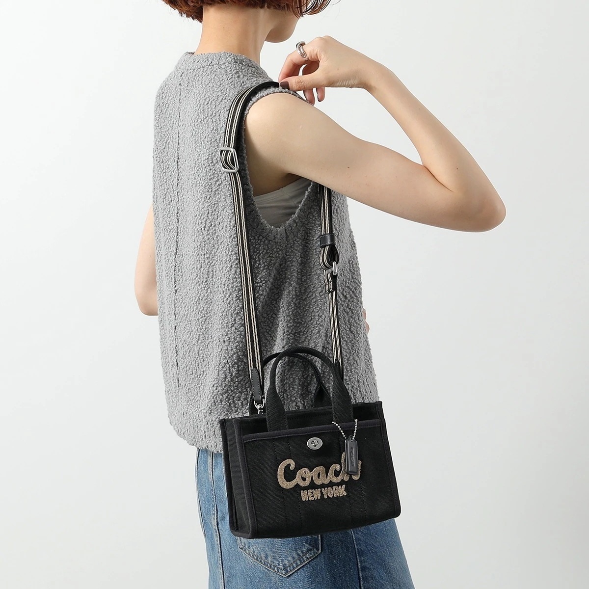 COACH コーチ ショルダーバッグ CARGO TOTE カーゴ トート バッグ 20 CZ098 レディース ロゴ刺繍 キャンバス クロスボディ ハンドバッ】