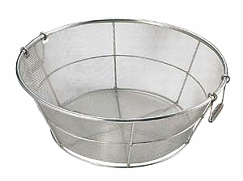 本間冬治工業 18-8底平揚げザル 荒目 45cm
