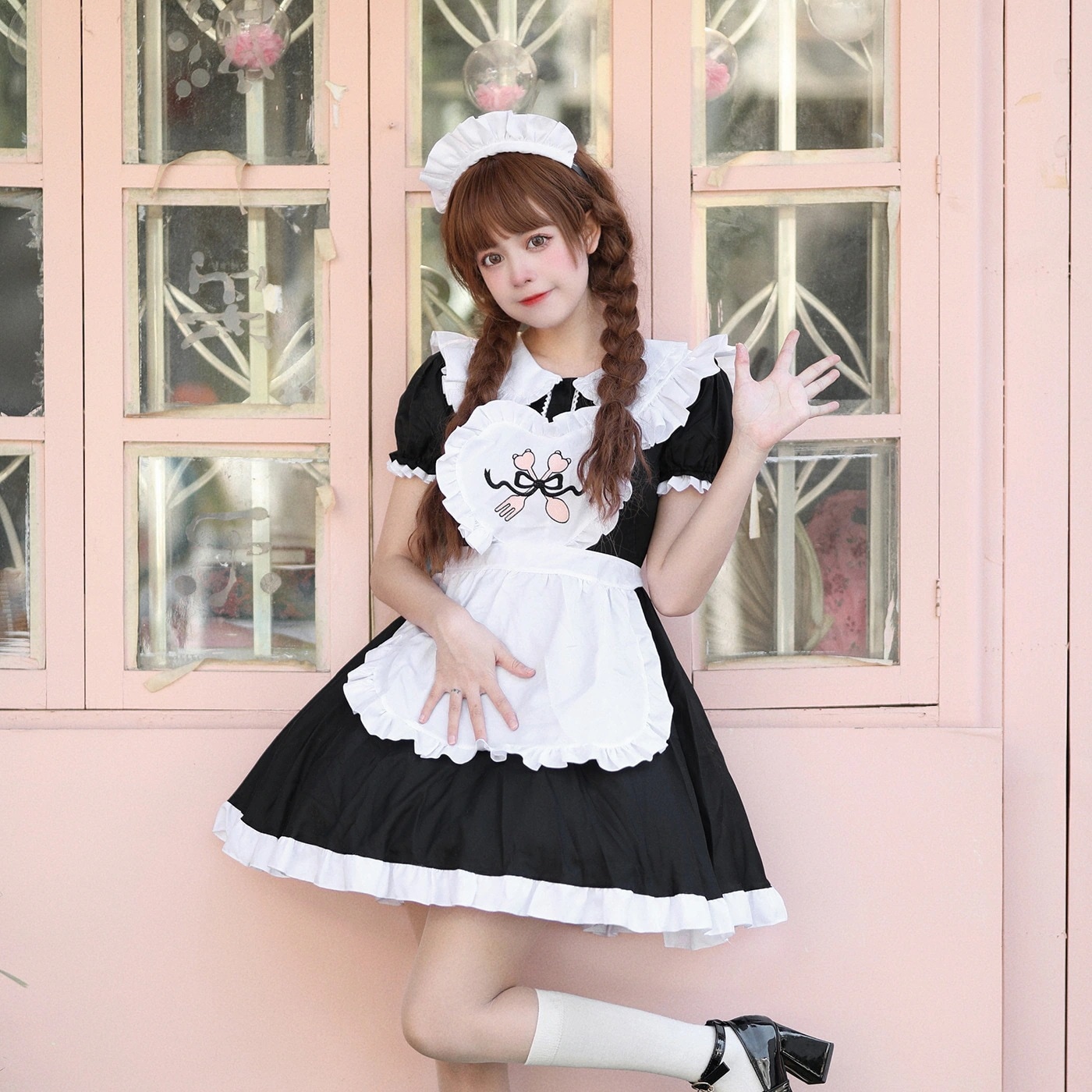 【2025新作】日韓秋葉原メイド服刺繍料理娘cos可愛いロリータセット二次元大サイズ服