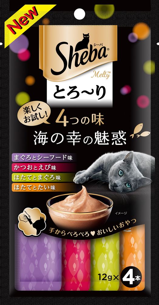 （まとめ買い）マース シーバ とろり メルティ 4つの味 海の幸の魅惑 12gx4本 猫用おやつ [x24]