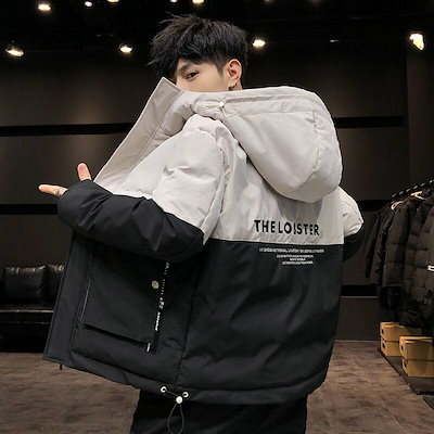 新品 ダウンジャケット メンズ フード付き 中綿ジャケット 切替 迷彩柄 防寒 厚手 暖かい 冬物 おしゃれ 大きいサイズあり 2色 グレー L 新品 中綿ジャケット メンズ コート ダウンコート アウター ビジネス