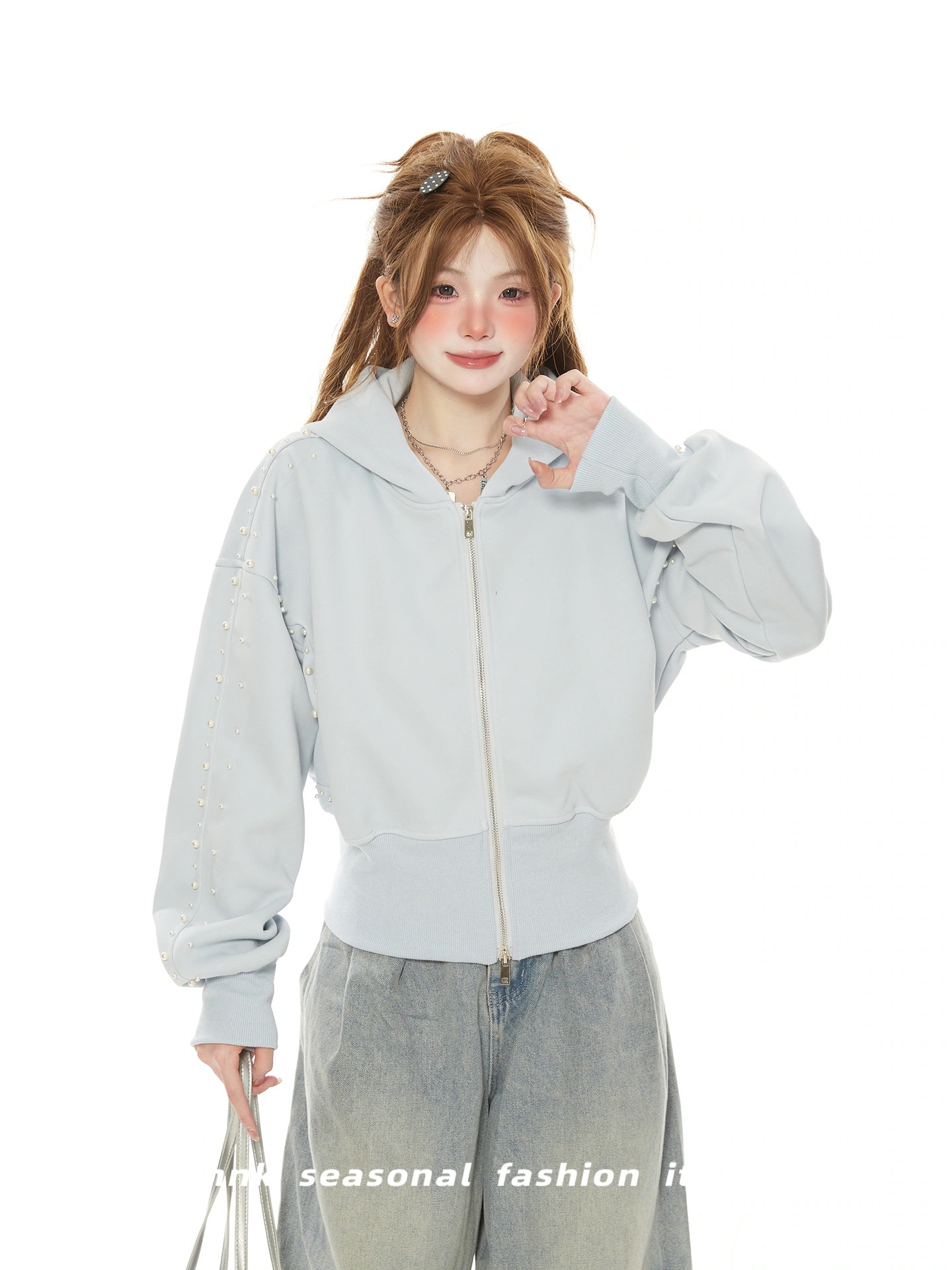 激安新入荷人気2025秋冬トップス パーカー フード付き トレンド チャックショート丈 長袖ゆったりカジュアルブル細見えおしゃれかわいいシルエットサイズ学生通勤韓国ファッションダブルレディース大人フル