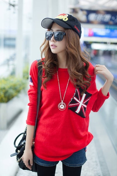 Qoo10 背中大柄 ワンポイント ポケット ユニオ レディース服