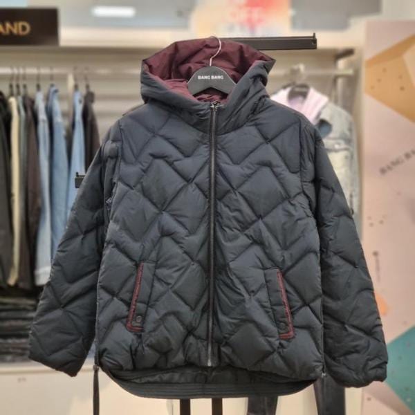 HC21 女性ポケット配色フード付きパディングジャンパー NUL807 (S42018759)