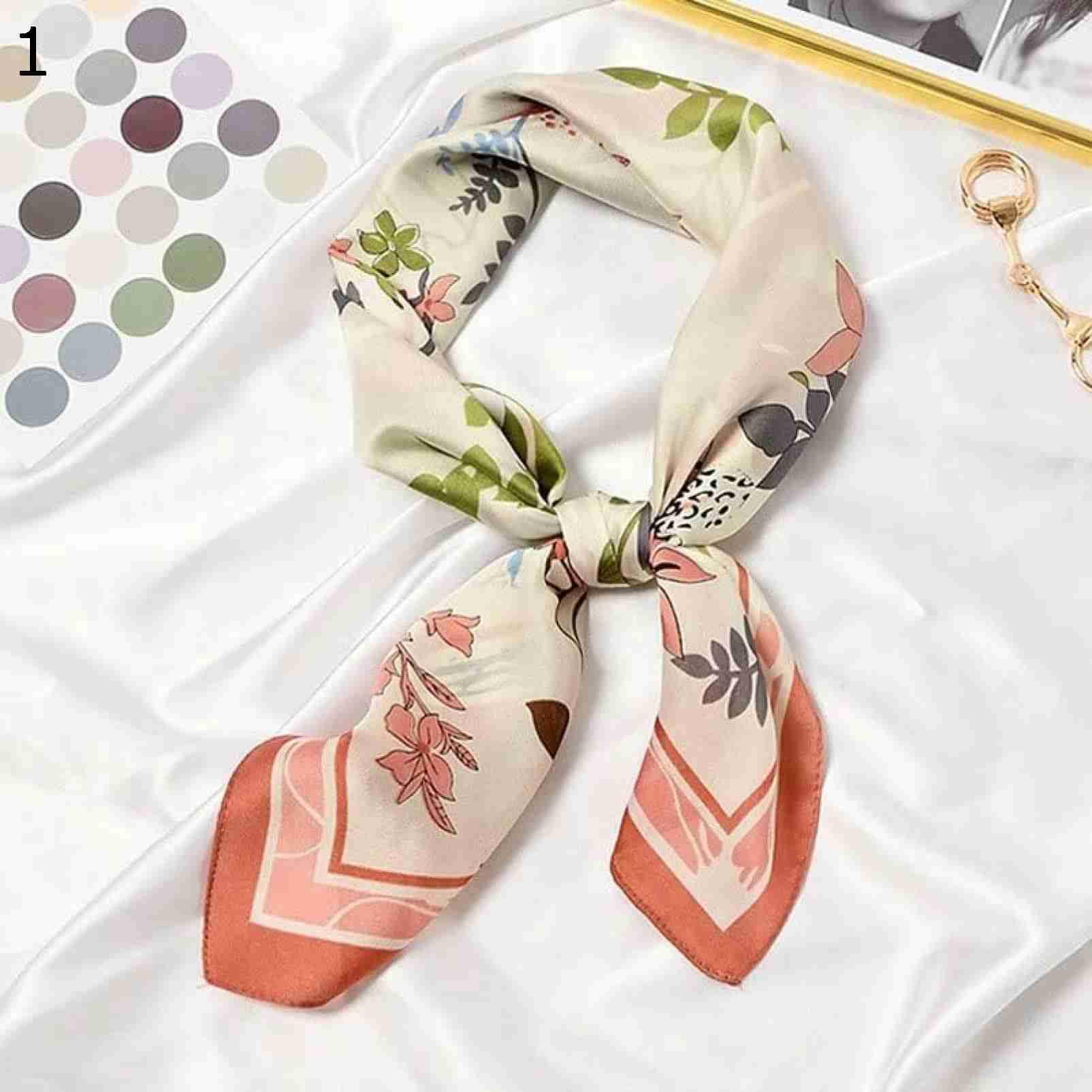 【20%OFFクーポン～】かわいい漫画の春の女性のスカーフプリントコミックラップヘアリボン多彩な秋スクエアヘッドバンド スカーフ (Color : 17 Size : 70x70cm)