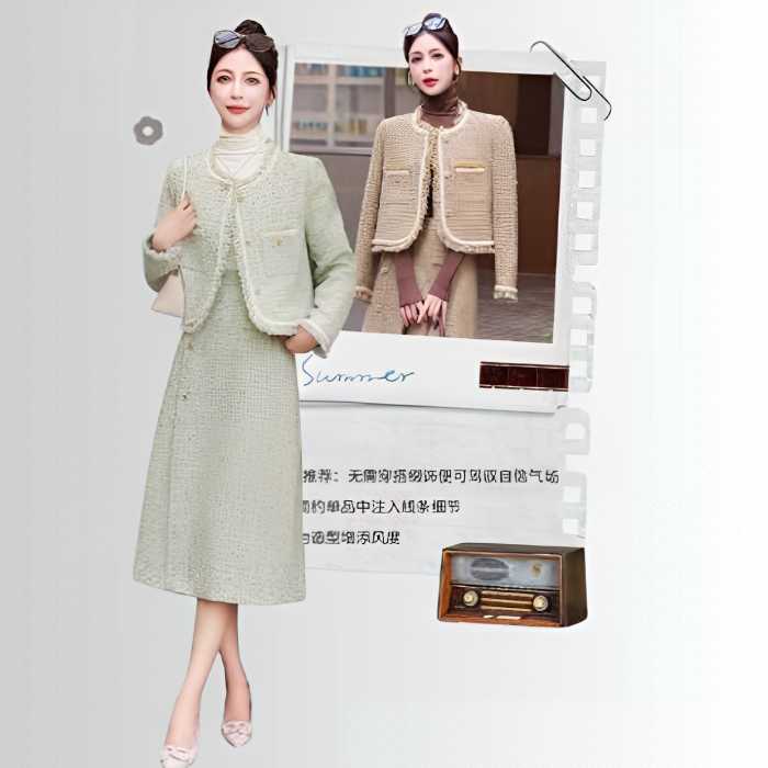 きれいめ レディースファッション ツィード セットアップ レディース M L XL 2XL