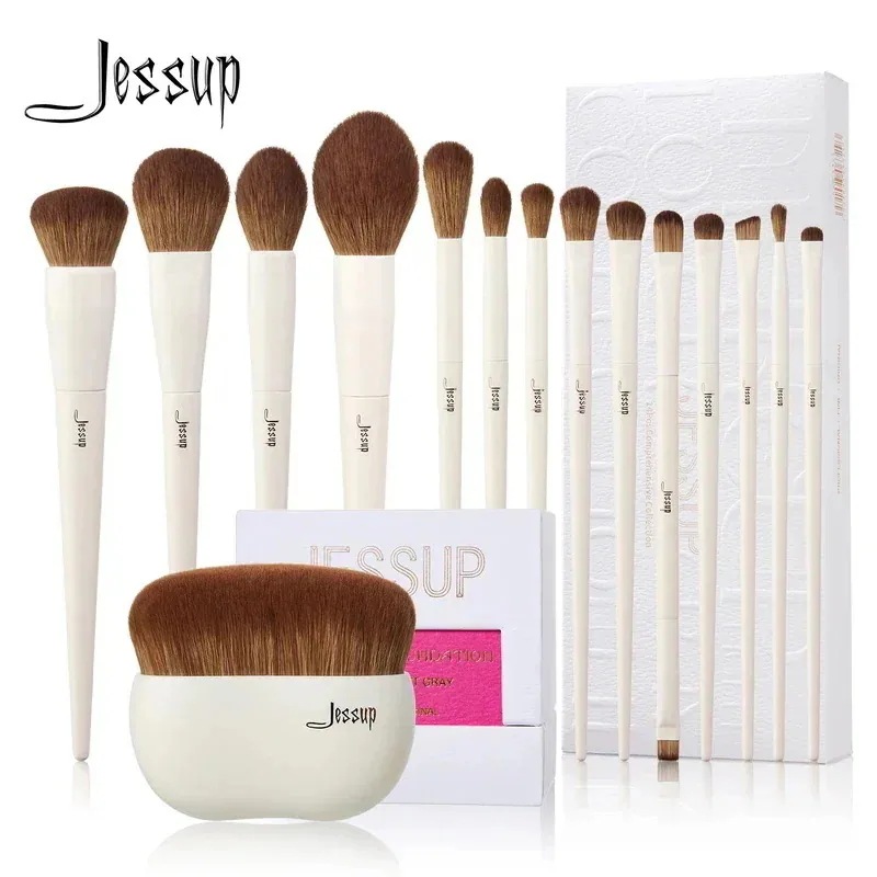 Jessup-メイクブラシ1014個のセット 人工ベース パウダー 輪郭 アイシャドウ アイライナー 強調t329