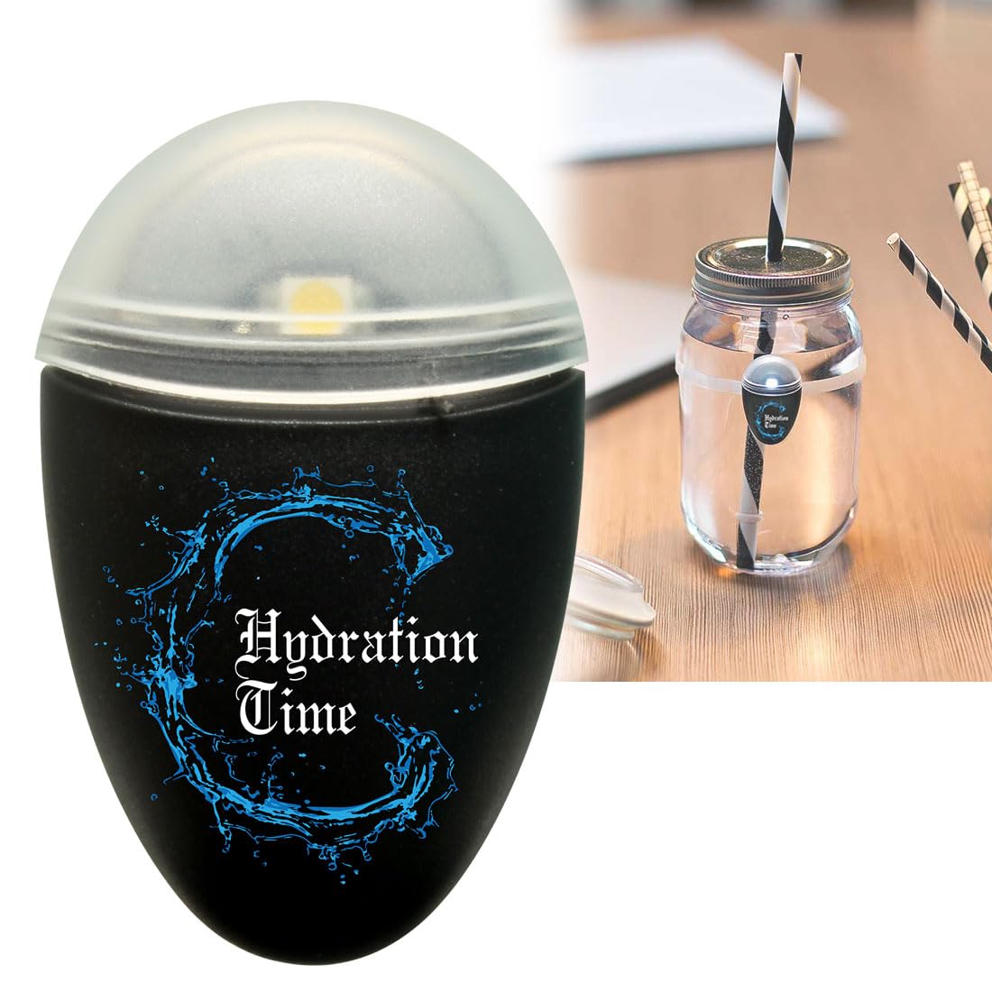 水分補給 リマインダー 熱中症対策 うるおん 【水分補給のタイミングを光でお知らせ】 自動 マイボトル 脱水症対策 (ブラック)