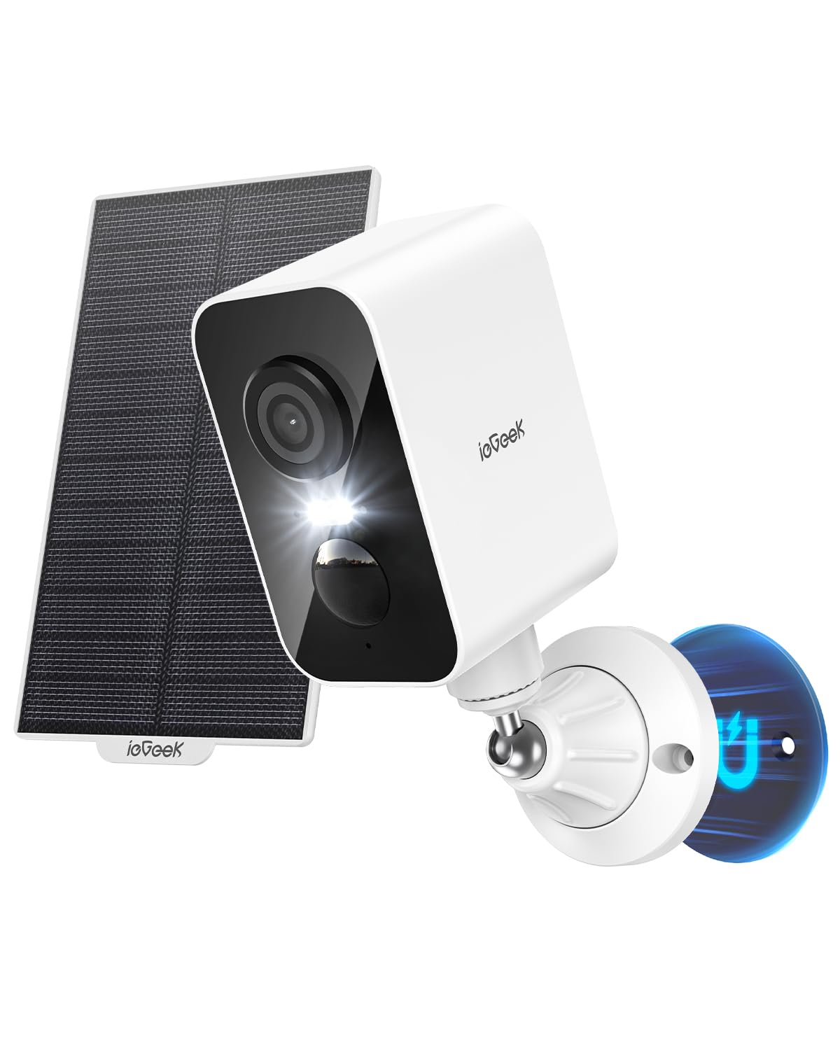 【強力マグネット式設置・300首振り・穴あけ不要】防犯カメラ 屋外 ソーラー ieGeek 夜間カラー撮影 PIR人体検知 ワイヤレス/wifi 磁石 監視カメラ 屋外 完全無線 防犯カメラ 電源不