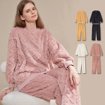 【3日出荷】ボトムス 防寒 ルームウェア 部屋着 トップス 暖かい 上下セット 保温 厚手 パジャマ あったか 品質良い