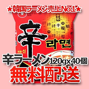 送料無料辛ラーメン 120g40袋 うまから！韓国ラーメン一番人気のシンラーメン 韓国ラーメン ラーメン 旨辛ラーメン らーめん 農心ラーメン 辛(シン)ラーメン 激安