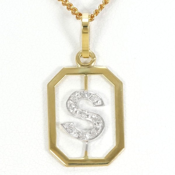 K18 18金 YG イエローゴールドWG ネックレス ダイヤ 約40cm ジュエリー 中古