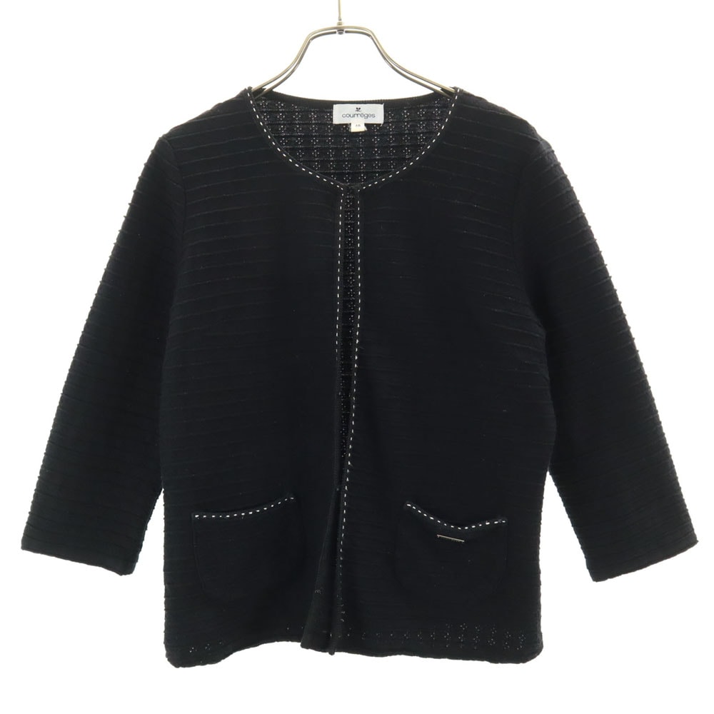 7分袖 カーディガン 40 ブラック レディース