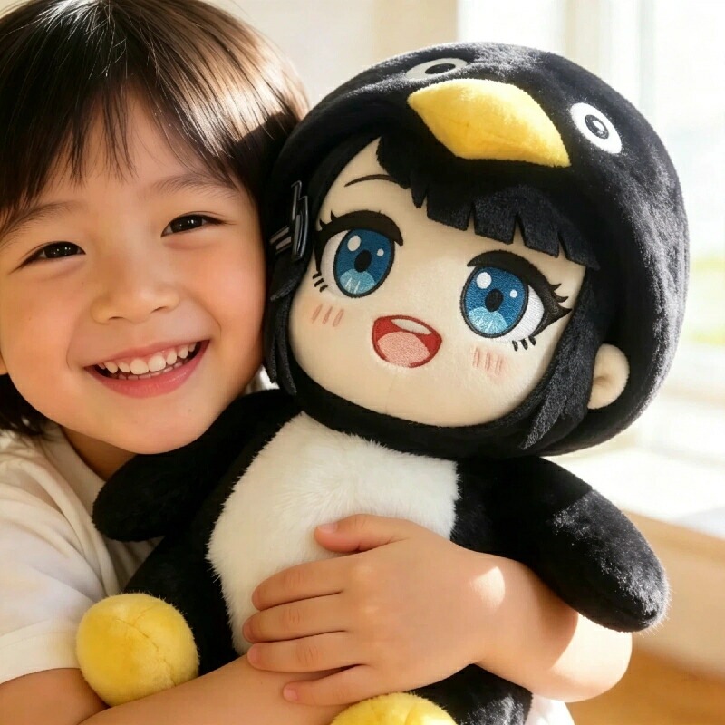 SNS で大人気 ググガガ ぬいぐるみ ペンギン ペンギン少女 ちびキャラ 可愛い ふわふわ 柔らかい 抱き枕 癒しグッズ インテリア 置物 プレゼント 誕生日 ギフト アニメ ゲーム キャラクターグ