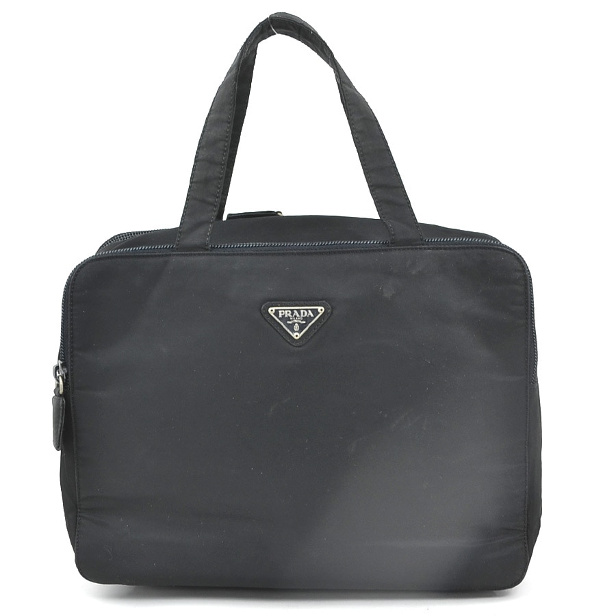プラダ PRADA トラベルポーチ ナイロン ブラック シルバー レディース e61176a