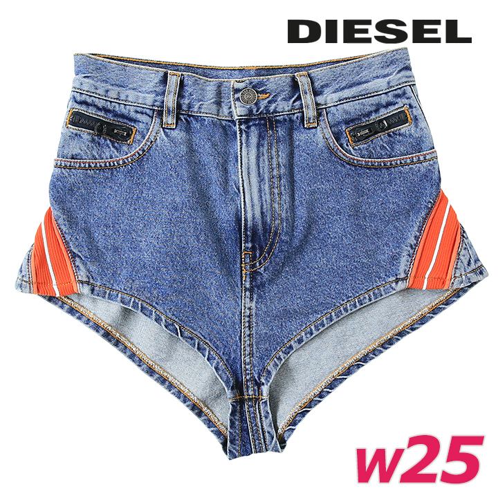 デニムショートパンツ ホットパンツ レディース DE-LUNAR-S ヴィンテージ加工 裏地メッシュ切替ライン die-l-p-g4-473
