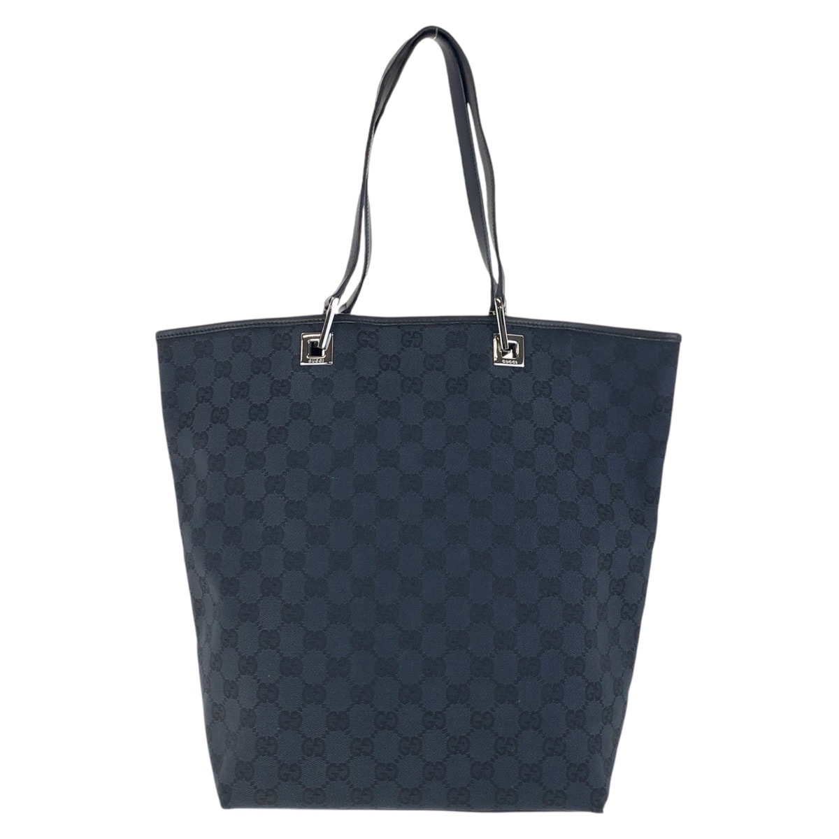 美品 ブラック 黒 シルバー金具 GGキャンバス/レザー 31243 トートバッグ ショルダーバッグ レディース 504732