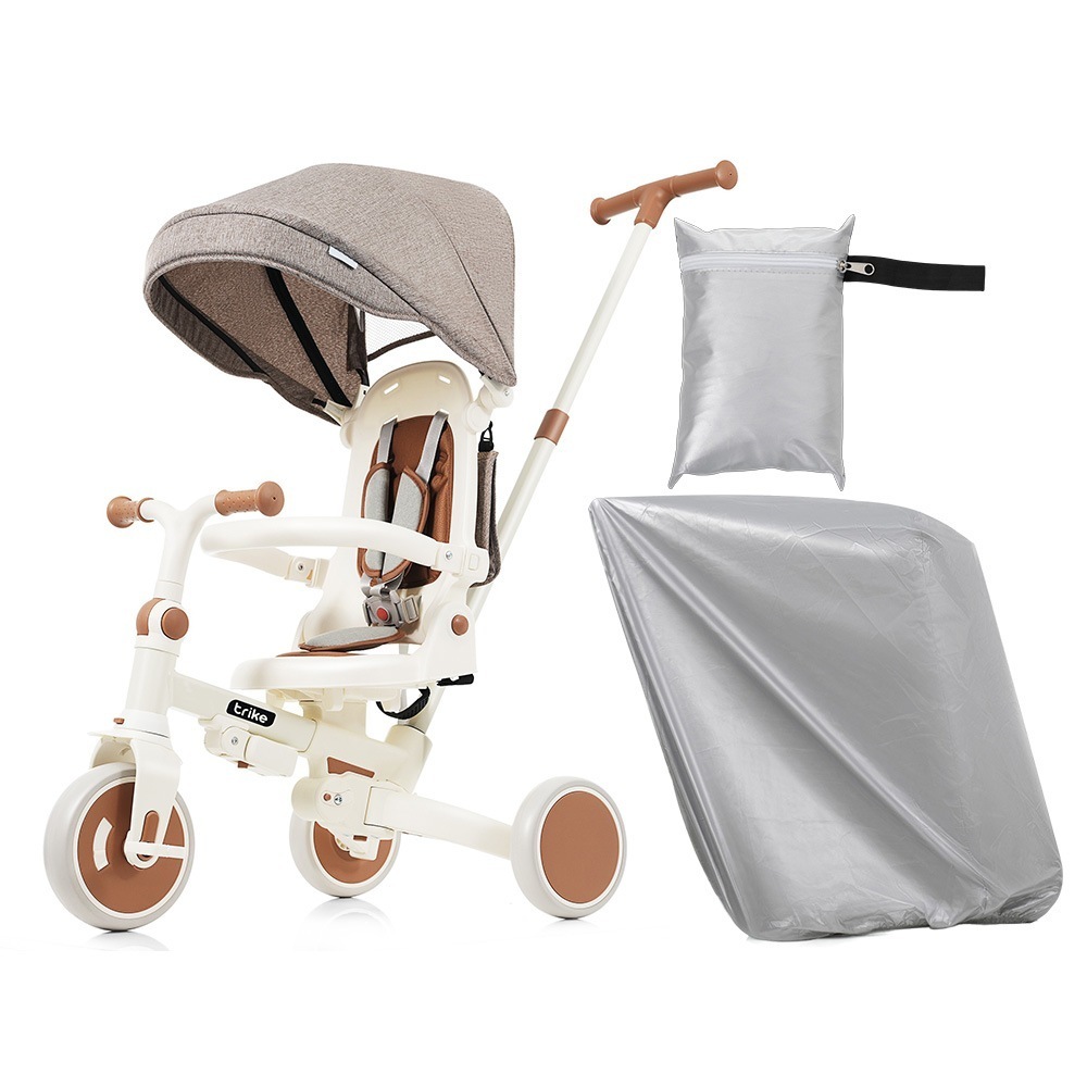 【国内即発送/送 料無料】子供用三輪車 折りたたみ ほこりカバー付き 舵取り 手押し棒 ストッパー付き 三輪車カバー おしゃれ 7in1 BTM 1歳 2歳 3歳 座面回転 自転車 キックバイク おも