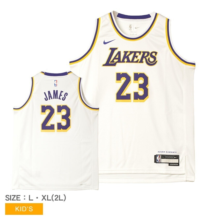 ユニフォーム キッズ ジュニア 子供 ASSOCIATION SWINGMAN ホワイト EZ2B7BX1P00 ロサンゼルスレイカーズ レブロンジェームズ NBA タンクトップバスケットボール