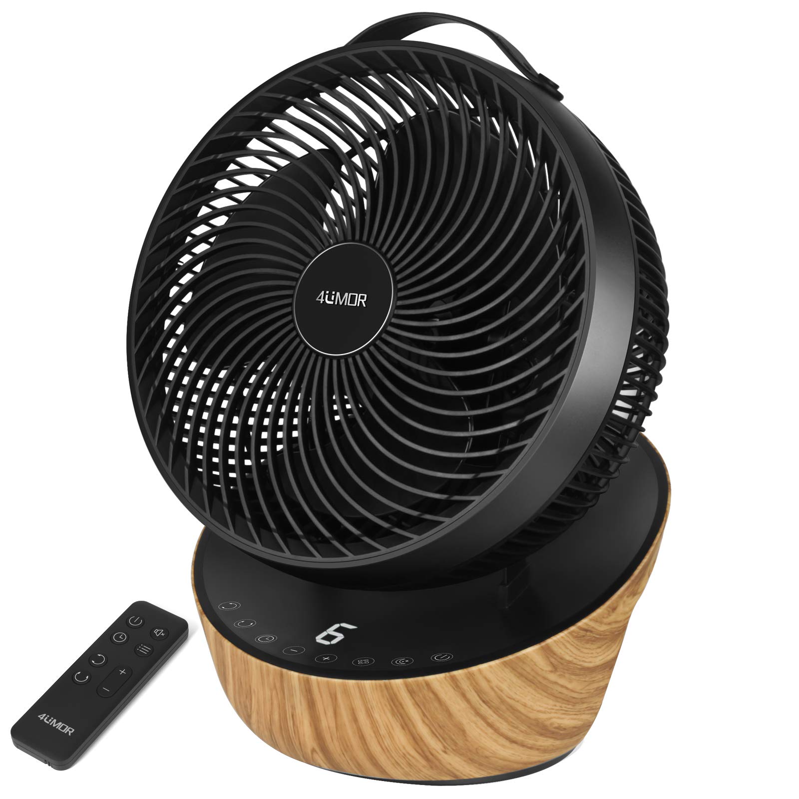 【節電対策に】4UMOR サーキュレーター DCモーター 扇風機 静音 20畳 冷房 パワフル リモコン付き 12段階風量 首振り タイマー 省エネ (ブラック)