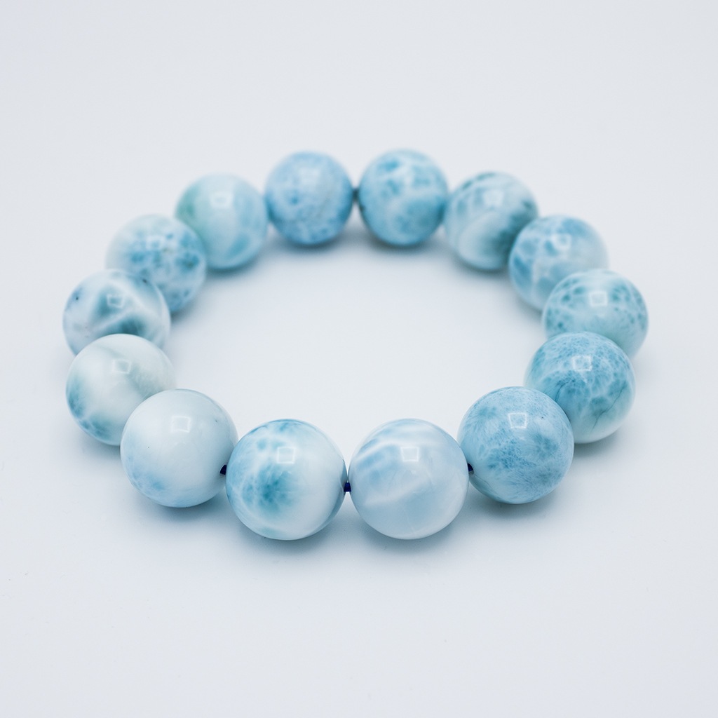 天然石 ラリマーブレスレット ドミニカ共和国産 15-15.5mm 14珠