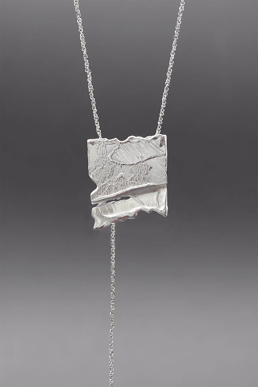 [HAZINA] Silver Single Texture De_ Necklace