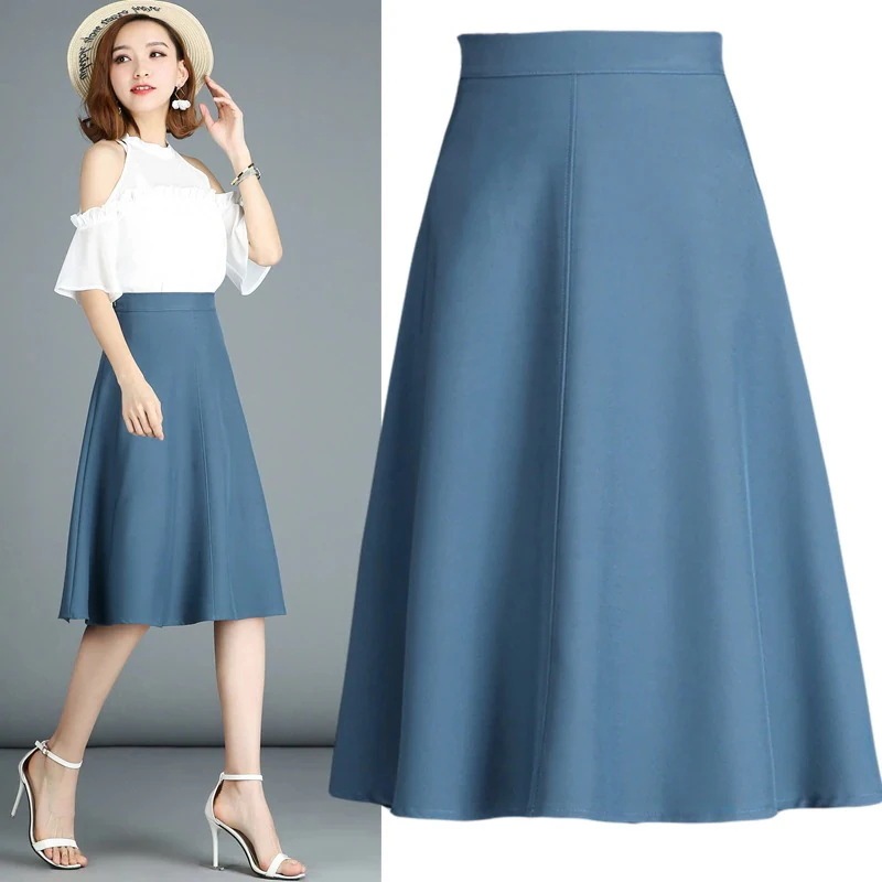 ハイウ Aラインスカート 無地 フレアスカート 膝丈スカート フレア レディース ミモレ丈 スカート