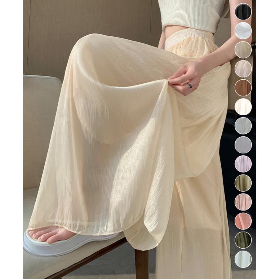 シアーワイドパンツ 冷感キュロットパンツ【ゆうパケット】