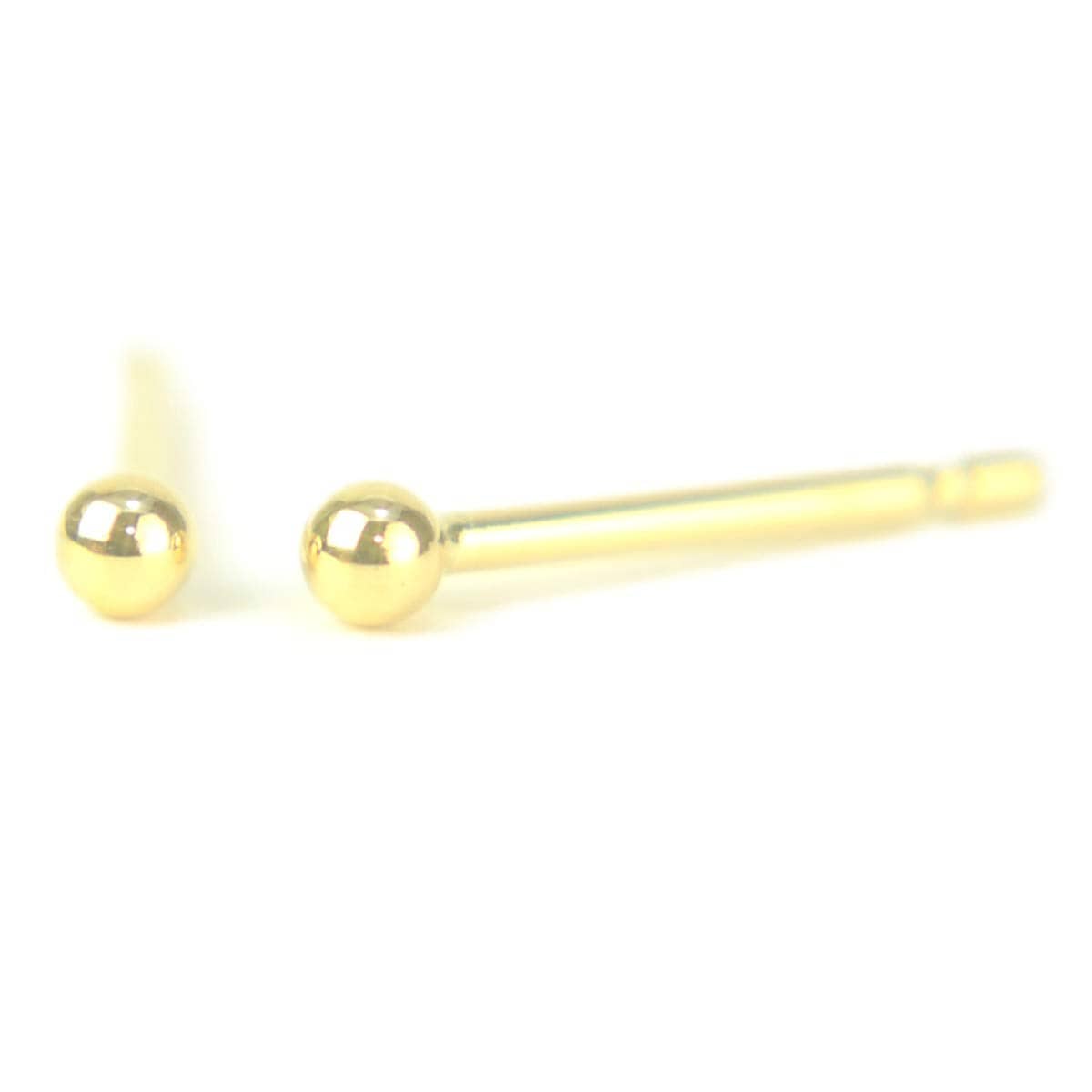 [yokomountain] 【18金ピアス】 セカンドピアス 丸玉ピアス 2mm イエローゴールド 軸太 ピアス芯幅太タイプ 太さ0.9mm長さ10mm 1ペア両耳販売 ボールピアス 日本製 シンプ