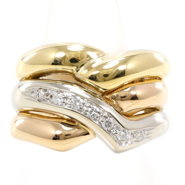 K18 18金 YGWGPG リング 10.5号 ダイヤ 0.11 カード鑑別書 ジュエリー 中古