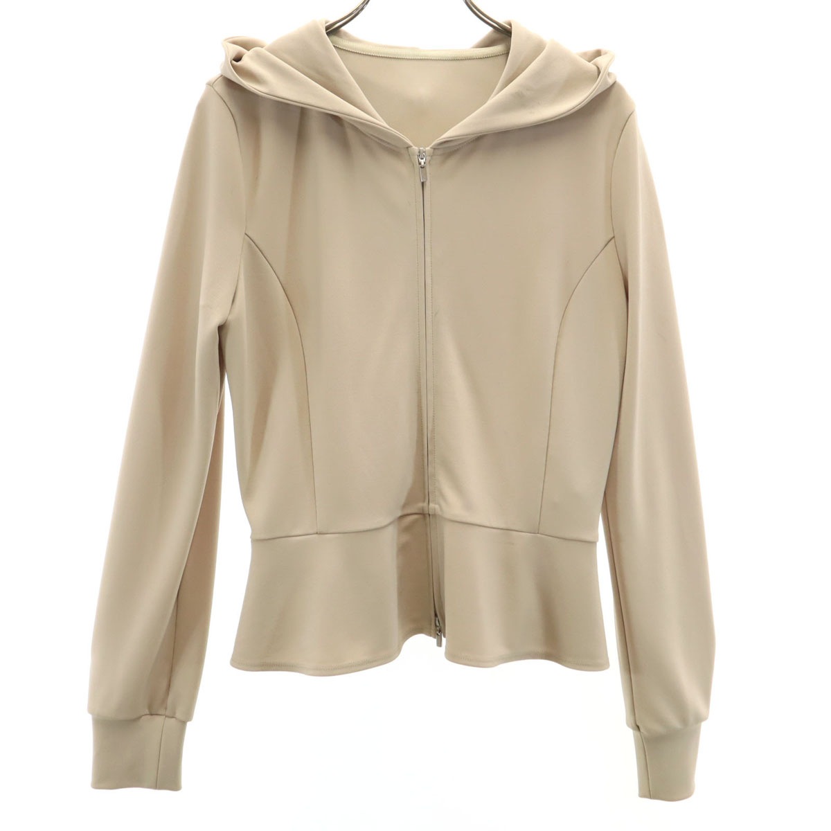 FOXEY NEW YORK フォクシーニューヨーク 日本製 長袖 ジップパーカー 42 ベージュ レディース 古着