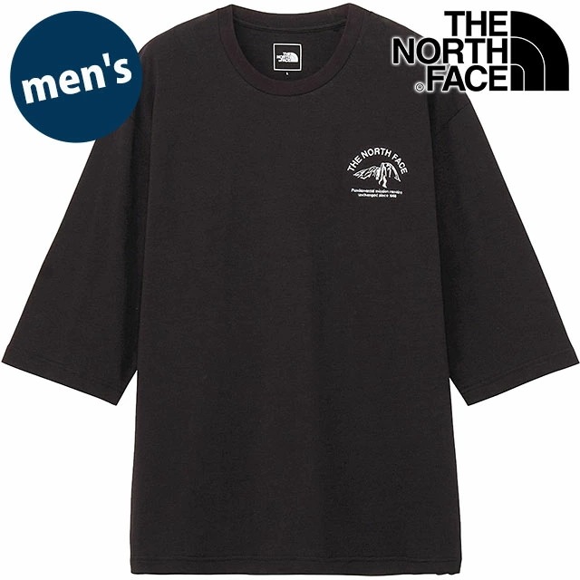 メール便 クォータースリーブワンポイントロゴティー [NT32537-K] メンズ TNF アウトドア トップス 半袖Tシャツ ブラック 正規取扱店