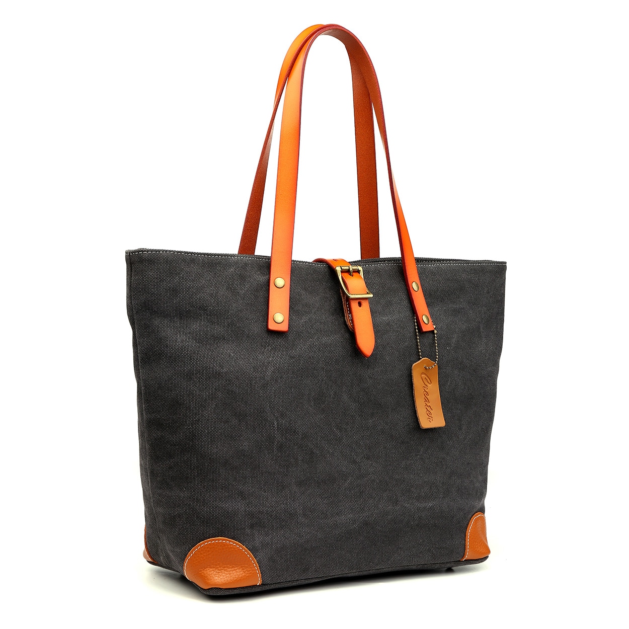 トートバッグ ショルダー 2WAY メンズ ビジネス ハンドメイド 帆布　本革 ボタン 旅行 小物入れ ST61